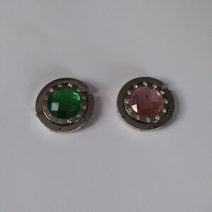 Portable Foldable Handbag Purse Hanger Table Hook Round Crystal.